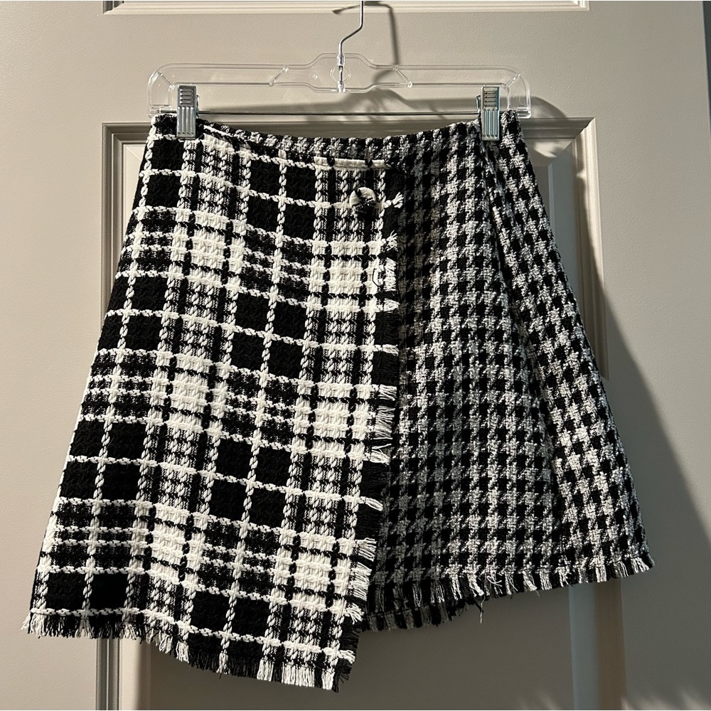 Gianni Bini Tweed Faux Wrap Skirt M